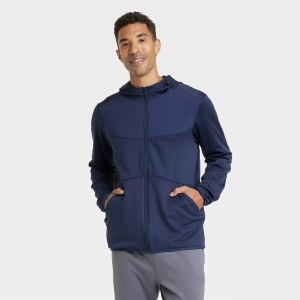 Mens Blue DWR Fleece‎ Full Zip Hoodie Size XXL - All In Motion